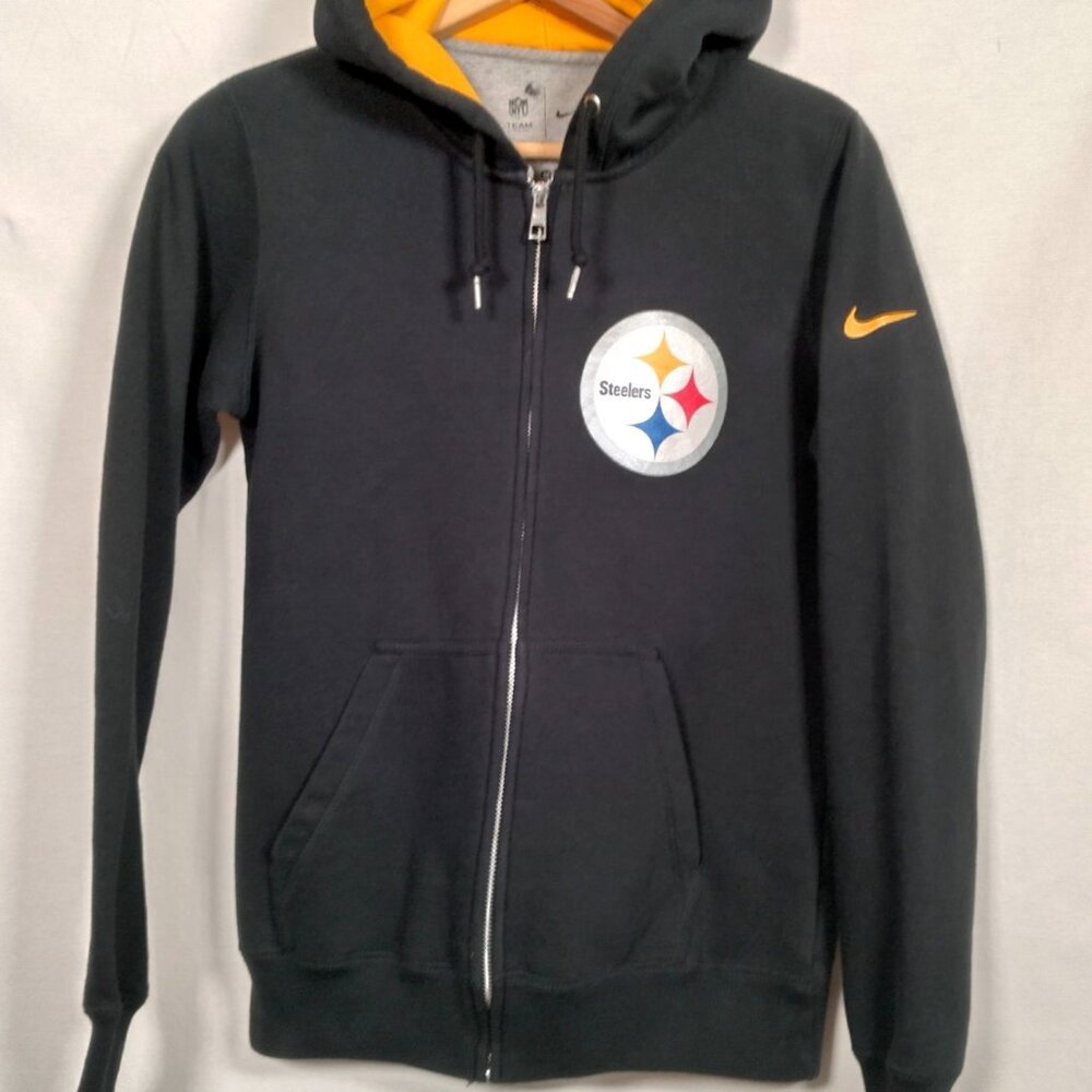 Pittsburgh Steelers Hooded Sweatshirt NFL Nike Women Medium Black Zip Hoodie